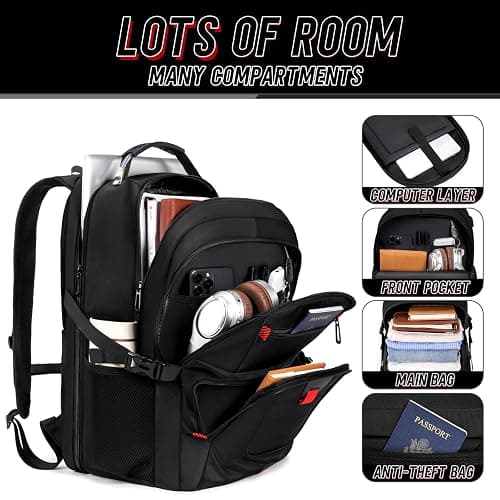 Z-MGKISS Travel Backpack, 50L Extra Large Travel Laptop backpack, Travel Backpack for Men Women with TSA Airline Approved Luggage Bussiness Backpack, Black thumbnail 3
