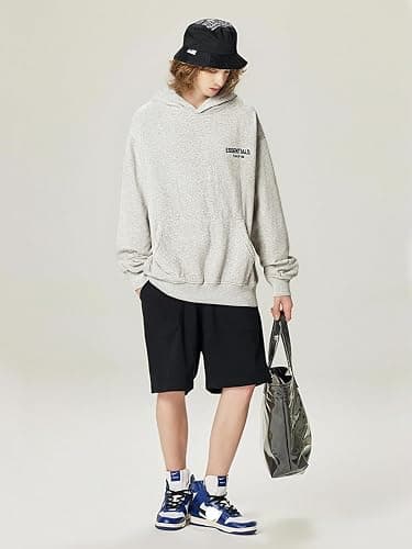 RICK TOP ONE Essentials Unisex Solid Basic Fleece Loose Hoodie Cotton Baggy Sweatshirt Long Sleeve Drop Shoulder Pullovers thumbnail 6
