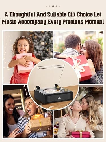 CD Player with Built-in Speakers Bluetooth CD Players for Home Nostalgic Desktop CD Players Music Box Player with Stereo Sound thumbnail 6