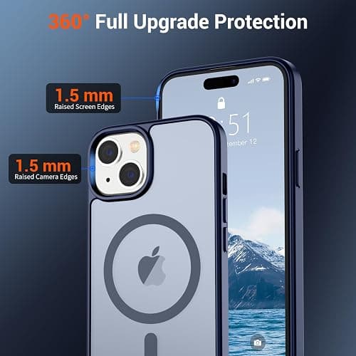 SUPFINE Magnetic for iPhone 15 Case (Compatible with MagSafe) (Military Grade Drop Protection) Slim Translucent Matte Shockproof with Anti-Fingerprint Phone Case, Navy Blue thumbnail 4