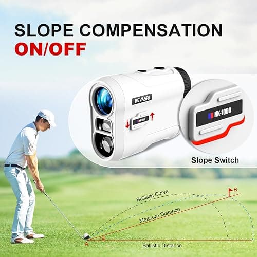 REVASRI Golf Rangefinder with Slope and Pin Lock Vibration, External Slope Switch for Golf Tournament Legal, Rangefinders with Rechargeable Battery 600/1000YDS Laser Range Finder thumbnail 3