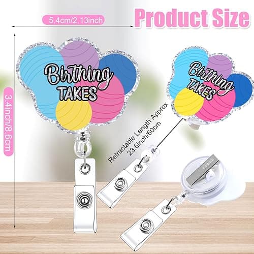 Riceshoot 10 Pcs Funny Labor and Delivery Nurse Badge Reels Cute Glitter Nicu Obstetrics Retractable Badge Reel Holder with Alligator Clip Gift for Rn Teacher Doctor(Fresh) thumbnail 3