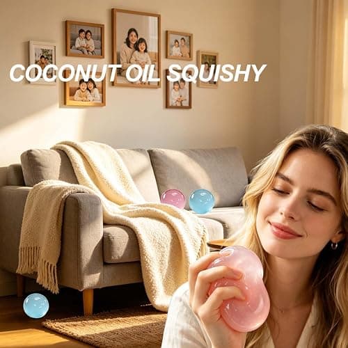 2PCS Coconut Oil Squishy, Coconut Oil Stress Ball, Slow Rising Fidget Squeeze Squishy for Stress Relief, Improving Focus, Relaxation, for Adult (Blue+Pink) thumbnail 6