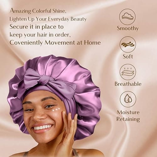YANIBEST Silk Bonnet for Sleeping Women Adjustable Double Layer Satin Bonnet Reduce Friction Prevent Frizz Natural Curly Hair thumbnail 2