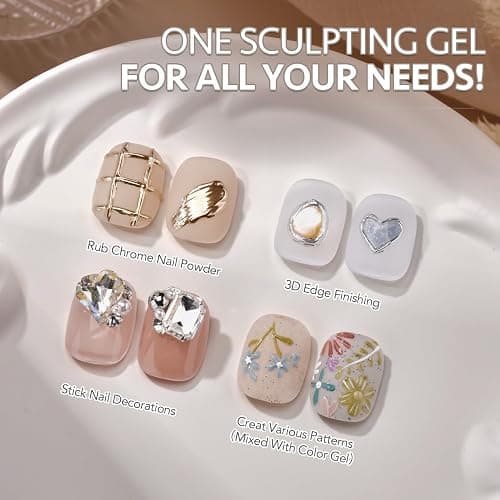 GAOY 3D Sculpting Gel for Nail Art, Semi-solid Modeling Gel for Rubbing Chrome Nail Powder, Sticking Rhinestones and Painting, No Wipe thumbnail 2