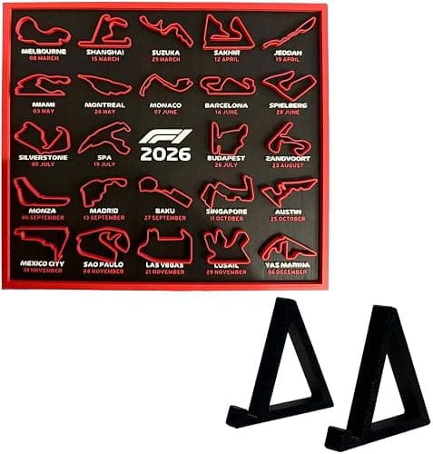 2026 F1 Race Calendar Display Board: Showcasing the track, city, and date of 24 races - comes with a dedicated stand - a gift for F1 fans. (3) - Image 1