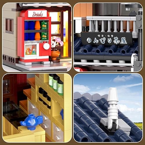 RAVAYO Japanese Tea House Mini Building Set with LED - Japanese Street View Simulation Architecture Construction Toy,Mini Brick 1219pcs thumbnail 5