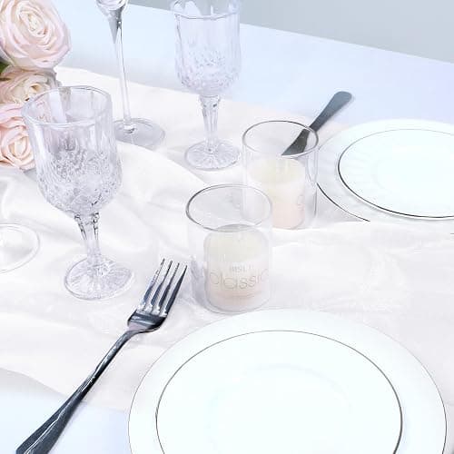 VACVELT Sheer Organza Fabric by The Yard, 60 Inch Wide White Organza Fabric Bolt Bridal Sheer Tulle Fabric, Silk Organza Fabric Roll for Wedding Party Decorations Backdrop Curtain (10 Yards) thumbnail 4