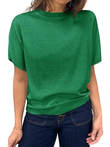 Saodimallsu Women's Short Sleeve Crew Neck Knit Pullover Sweater - Image 1