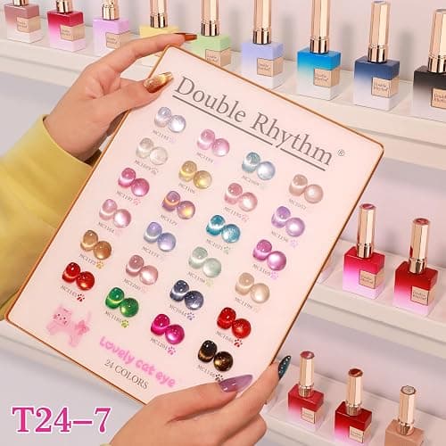 Double Rhythm 28Pcs 0.5Oz Cat Eye Gel Nail Polish Set Same Color Same Bottle Magnetic Gel Polish Kit Nail Art Manicure Salon DIY at Home (Silver Gold Red Black-T24-7) thumbnail 7