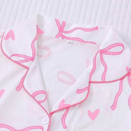 Christmas Pajamas For Women Set,Button Down Short Sleeve Shirts And Shorts Set Soft Casual Cute Xmas Print Pjs Sleepwear thumbnail 5