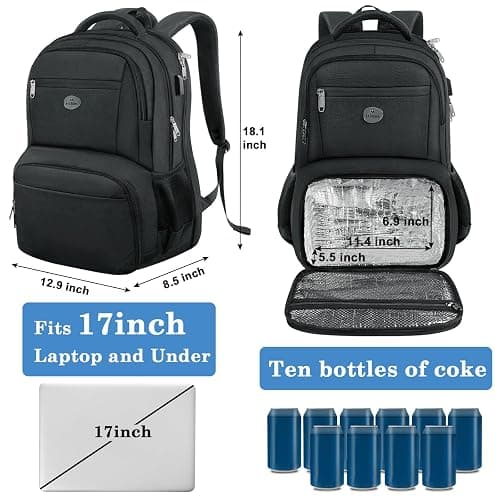 MATEIN 17 Inch Laptop Backpack, TSA Large Travel Backpack with Lunch Box, Anti-Theft Work Business Carry On with USB Port, Water Resistant Sturdy College Computer Backpack for Men Women thumbnail 4