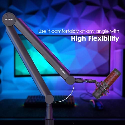 IXTECH Premium Microphone Boom Arm with Desk Mount, 360° Rotatable, Fully Adjustable, for Podcast, Video, Gaming, Radio, Studio, Recording, Sturdy and Universal VALIANT Model thumbnail 2