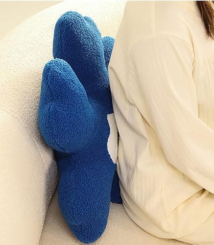 conrtems Sofa Pillow Waist Cushion Back Plush Flower Special-Shaped Pillow All-Match Girl Heart Creative Pillow. (Blue and White) thumbnail 2