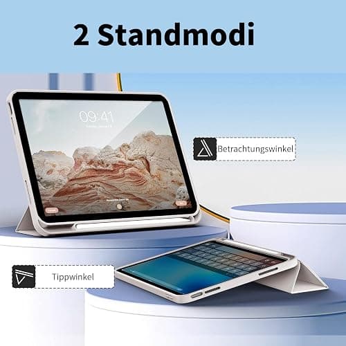 ZOYU Hülle für iPad (A16) 11. / 10. Generation 2025/2022,10,9 Zoll mit Stifthalter, weiche TPU stoßfeste Rückschale, Trifold Ständer Schlanke Hülle für iPad 11/10, Auto Wachen/Schlafen, Grau thumbnail 2
