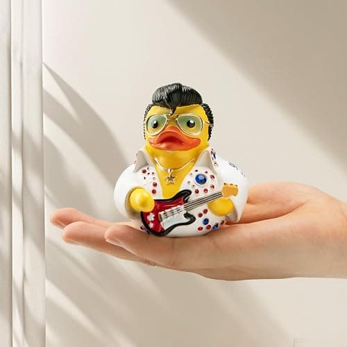 ChuangJie Elvis Duck Figurine, White Jumpsuit Design with Rhinestones, Decorative Collectible, 3.14 x 3.14 x 2.75 inches thumbnail 4