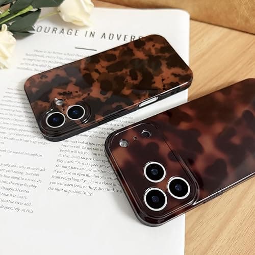 XQAGU Cute Phone Case for iPhone 17 Case Amber Pattern Leopard Full Camera Protective Slim Shockproof Cool Trendy Aesthetic-Brown Tortoise Shell thumbnail 6