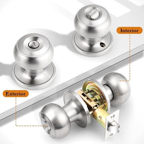 Probrico Privacy Door Knobs Brushed Nickel Finish, Interior Keyless Door Knobs Locks for Bedroom or Bathroom, 4 Pack thumbnail 6