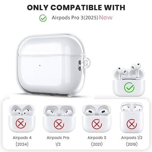 ULAK Compatible with AirPods Pro 3 Case, Design Soft TPU AirPod Pro 3rd Generation Case 2025 with Ring Keychain Accessories Shockproof Protecitve Cover, Glitter thumbnail 2