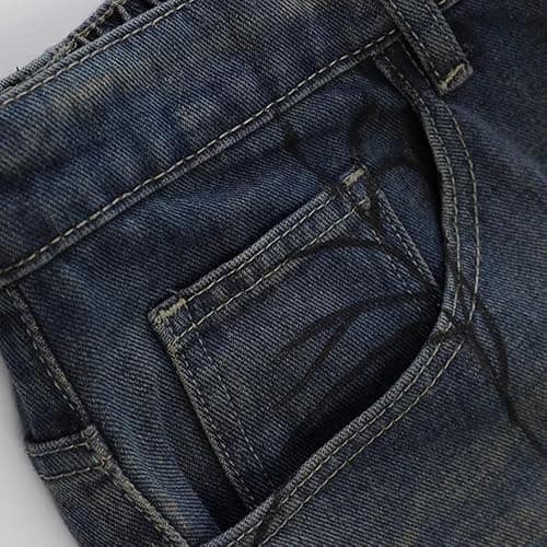 POHADON Y2K Blue Denim Shorts Summer Casual Loose Straight Leg Unisex Baggy Jeans Shorts Jorts Grunge Harajuku Streetwear - Small - Spider thumbnail 4
