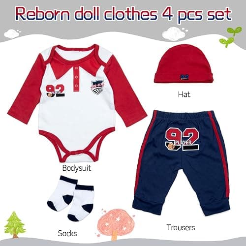 4 Pcs Reborn Baby Doll Clothes Boy Outfits Accessories for 17-22 Inch Reborn Doll Clothes Newborn Baby Clothing Set thumbnail 3
