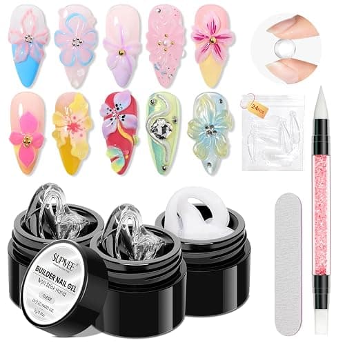 SUPWEE 3D Sculpting Gel for Nail Art, Clear White Non Stick Hand Hard Gel | Modeling Gel for Nails Home Manicure, Nail Salon, Nail Charms, Extension, Carving, Molding, Solid Builder Gel - Image 1