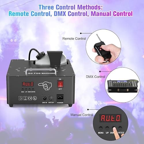 2000W Professional Fog Machine with Lights,Dual Nozzle 8+8 RGB 3W LED Lights Wireless/Manual/DMX Control Adjustable Smoke Direction, 2.5L Tank LCD Display 30000CFM for Halloween Christmas Wedding-1PC thumbnail 7