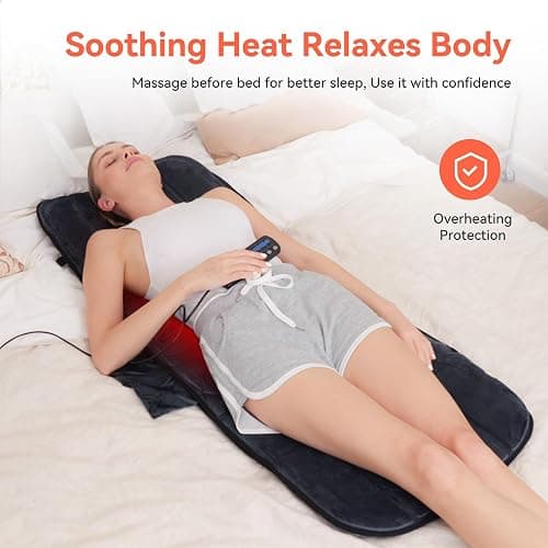 CuPiLo Heated Massage Mat for Bed, Back Massager with Heat & Vibration | Ultra-Soft Plush Massage Pad with 10 Motors, Body Massager for Couch, Recliner, Home, Birthday Gifts for Women Men Mom Dad thumbnail 3