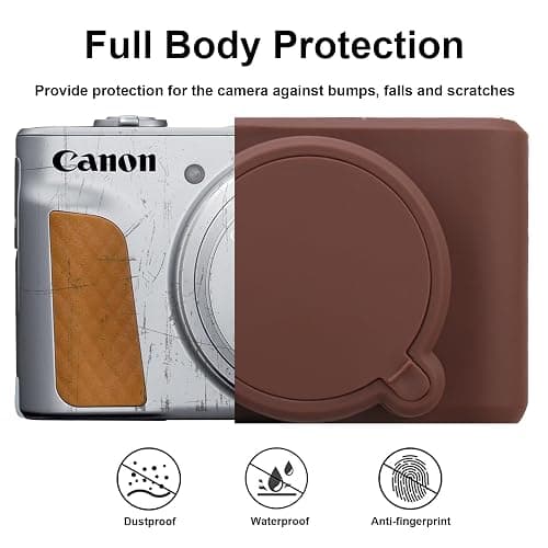BOVKE Silicone Camera Case for Canon PowerShot SX740/ SX730 Digital Camera, SX740 Camera Case Soft Cover Rubber Camera Sleeve with Removable Lens Cover, Brown thumbnail 3