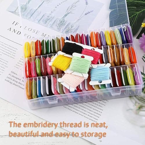 Embroidery Floss Organizer, Cross Stitch Thread Storage Box Tools - Bobbin Winder, 1 Removable 24 Compartments with 40 Hard Plastic Floss Bobbins and Stickers for Craft DIY Embroidery Sewing Storage thumbnail 6