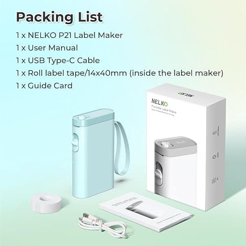 Nelko Label Maker Machine with Tape, P21 Bluetooth Label Printer, Wireless Mini Label Makers with Multiple Templates for School Office Home, Cyan thumbnail 8