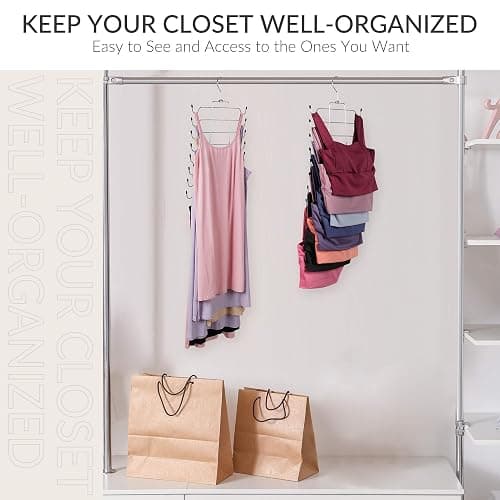 ZEDODIER 3 Pack Tank Top Hanger, Space Saving Bra Hangers, Non-Slip Hanging Sport Bras Holder, Closet Organizers and Storage for Camisoles Tank Tops Bras Ties Swimsuits Strappy Dress, Silver - 3 Pack - Silver thumbnail 5