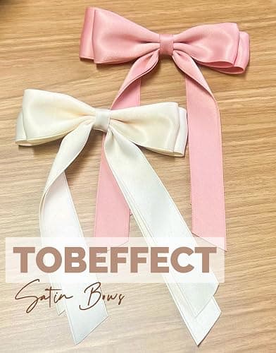Hair Bows for Women Bow Clips Cute Ribbons Girls Ribbon Bows BowKnot Barrettes Tassel Bow Clips Fashion Hair Accessories for Women, Pink & Beige thumbnail 3