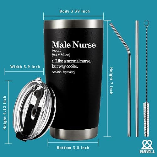 Male Nurse Definition Murse Like A Normal Nurse But Way Cooler Nursing Student Gifts to Boyfriend Husband Dad From Girlfriend Wife Mom Vacuum Insulated Tumbler Removable Lid and Straw (Black, 20 oz) thumbnail 3