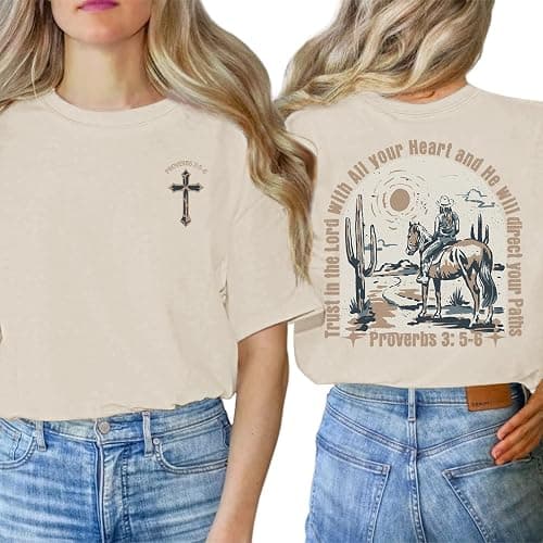 Western Shirts for Women Cowgirl Shirt Vintage Cowboy Country Graphic T Shirt Bible Verse Christian Inspirational Tops thumbnail 2