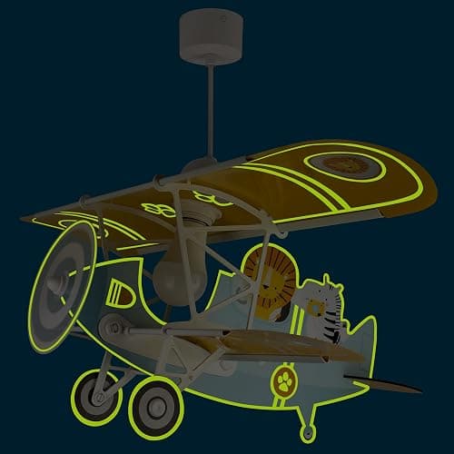 Dalber Lampe kinderzimmer, kinderlampe Pendelleuchte Hängelampe, Deckenleuchte Kinder, Deckenlampe kinderzimmer Flugzeug puma Tiere, Deckenlampe Kinderzimmer, 54602, E27 15W LED thumbnail 6