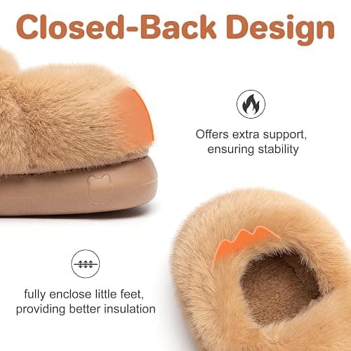 Drecage Toddler Kids Slippers Girls Boys House Shoes Winter Slippers Plush Warm Soft with Cute Cartoon Design Indoor Shoes thumbnail 6