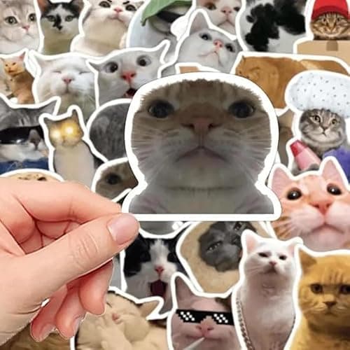 Cat Stickers,Funny Cat Meme, Kawaii for Adults,Waterproof Vinyl Stickers for Laptop Phone Guitar Water Bottles Luggage 50 Pcs thumbnail 3