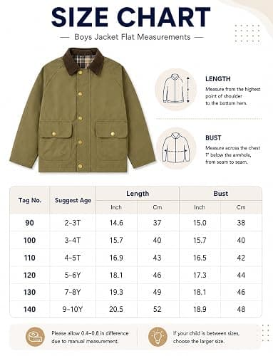 Happy Cherry Toddler Boy Spring Jacket Zipper Fall Winter Boys Vintage Jacket Corduroy Collar Inbreaker Outerwear with Pocket thumbnail 6