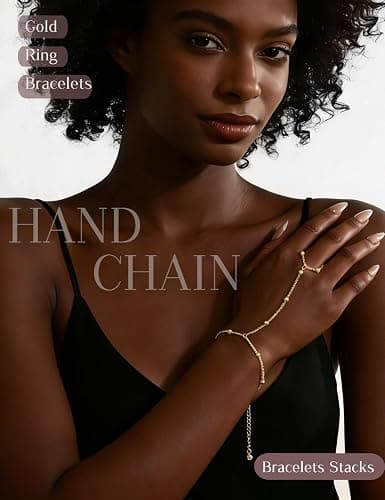 4 Pcs Gold Hand Chain Bracelets for Women, Dainty 14K Gold Plated Ring Bracelet Hand Chain, Stackable Beaded Cubic Zirconia Bracelet Stack Jewelry Gifts thumbnail 2