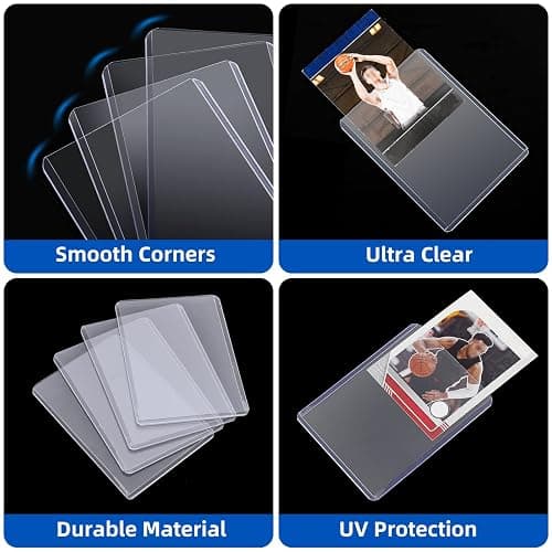 200 Card Sleeves Top Loaders for Cards, Arjiekwei 3"X4" Baseball Cards Protectors Hard Plastic, Premium Toploaders Holder for Trading Sports Football Game Card(100 Top Loaders + 100 Penny Sleeves) thumbnail 4