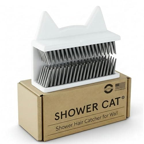 Shower Cat Shower Hair Catcher for Wall – Hair Collector for Shower & Tub, Shower Hair Trap Keeps Loose Hair Off Shower Wall & Out of Drain, Reusable Hair Catcher for Shower Wall, 3M Adhesive - Image 1