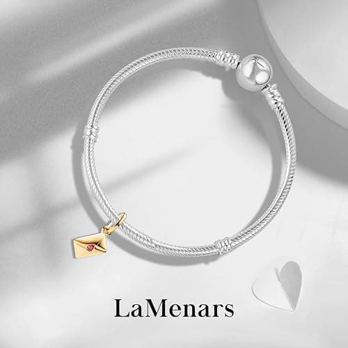 LaMenars Love Heart Mom Dangle Charm for Pandora Bracelet 925 Sterling Silver Love Bead Charms with Cubic Birthday Anniversary Jewelry Gifts for Women Girls Wife thumbnail 2