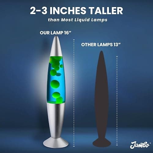 JAMBO 16" Beautiful Lamp- Blue with Yellow/Green Wax, Relaxing Liquid Light, Night Light Nightlight, Home Decor Living Room Office Bedroom Lamp for Adults Teens Kids, Magma Motion thumbnail 9