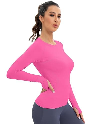 MathCat Workout Seamless Shirts for Women Long-Sleeved Yoga Running Breathable Thumb Holes Tops thumbnail 4
