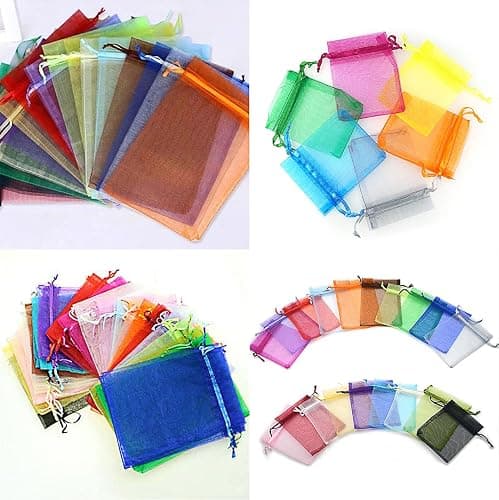 Organza Bags 100Pcs 4x4.72 inch, Drawstring Organza Jewelry Pouches Wedding Party Christmas Favor Gift Bags, for Festival, Party, Jewelry, Candy, Bathroom Soaps, Pouches Gift Bags. (Multicolor) thumbnail 4
