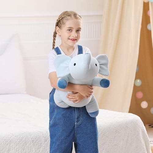 WeBingo Weighted Elephant Stuffed Animals 24", 4.2 Pounds Blue Weighted Plush for Kids Adults Boys Girl, Cute Plushies Soft Pillow Toy for Christmas, Valentine's, Birthday Gifts thumbnail 2