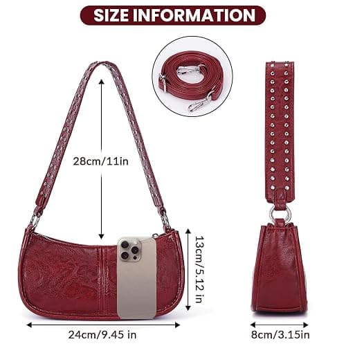 GETERUUV Shoulder Bags for Women Y2k Purse and Handbags Retro Studded Crossbody Bag Small Shoulder Purse Leather Hobo Handbag thumbnail 6