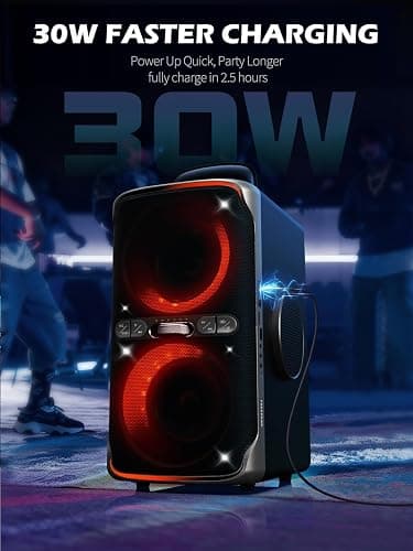 FREEPEAR Party Bluetooth Speaker - 240W Peak Loud Speaker, Dazzling Light Show, Deep Bass, IPX4 Waterproof, 15H Battery, TWS Pairing, BT 5.3 Wireless, Portable for Home/Outdoor/Beach/Pool Party thumbnail 6