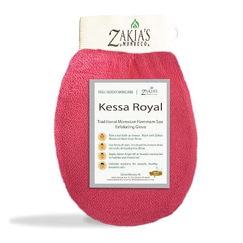 Original Kessa Exfoliating Glove - Lively Pink - Microdermabrasion Exfoliating Mitts, Removes unwanted dead skin, dirt and grime and Keratosis Pilaris. Great for spray tan removal. 1 unit - Image 1